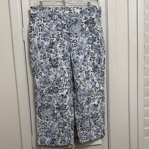 Talbots Blue and White Floral Capris